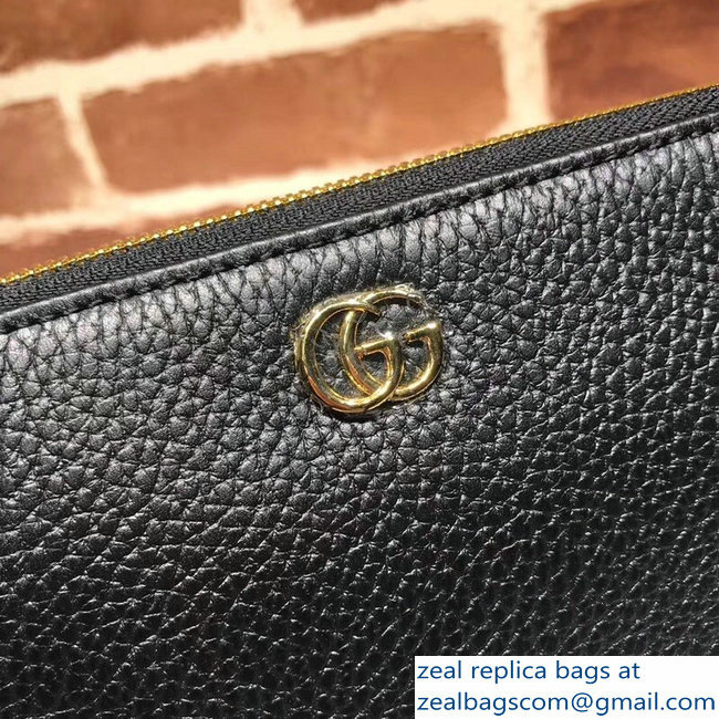 Gucci GG Leather Pouch Clutch Bag 497989 Black 2018