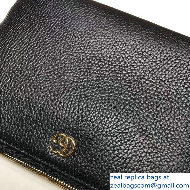 Gucci GG Leather Pouch Clutch Bag 497989 Black 2018