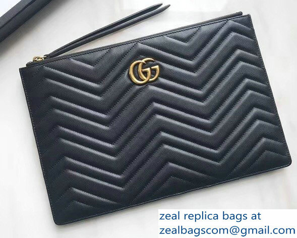 Gucci GG Marmont Leather Pouch Clutch Bag 476440 Black 2018 - Click Image to Close