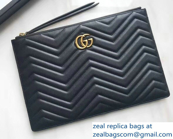 Gucci GG Marmont Leather Pouch Clutch Bag 476440 Black 2018
