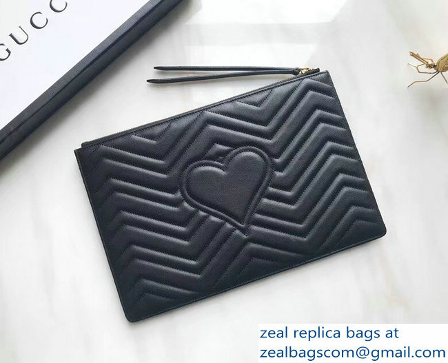 Gucci GG Marmont Leather Pouch Clutch Bag 476440 Black 2018