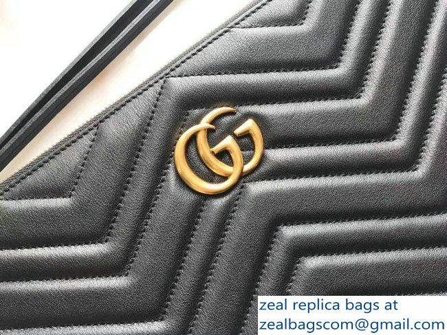 Gucci GG Marmont Leather Pouch Clutch Bag 476440 Black 2018 - Click Image to Close