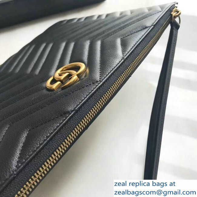 Gucci GG Marmont Leather Pouch Clutch Bag 476440 Black 2018