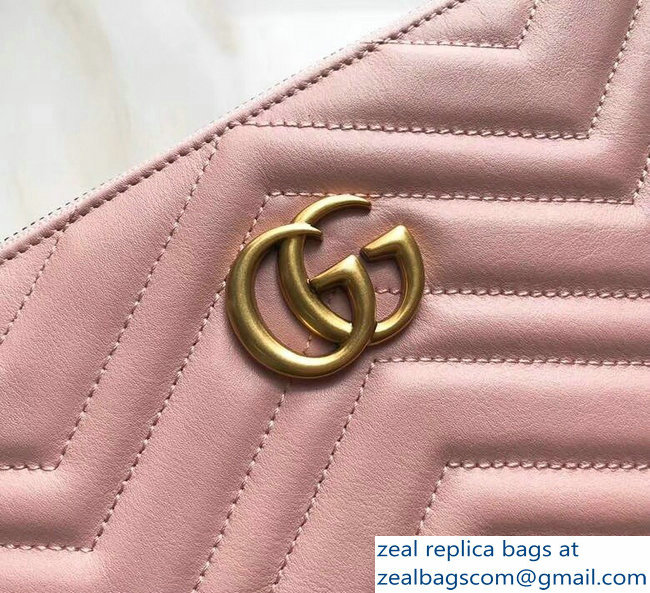 Gucci GG Marmont Leather Pouch Clutch Bag 476440 Nude Pink 2018