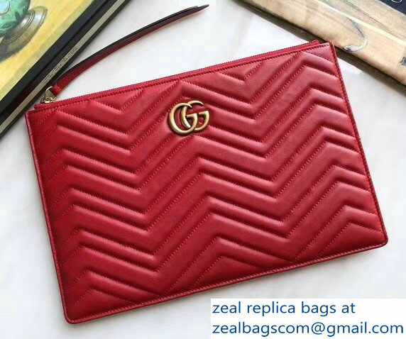 Gucci GG Marmont Leather Pouch Clutch Bag 476440 Red 2018 - Click Image to Close