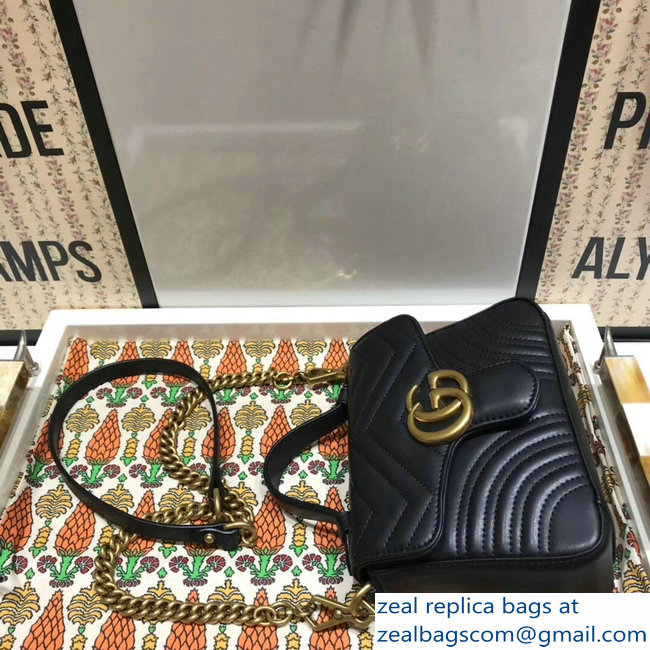 Gucci GG Marmont Matelasse Chevron Mini Top Handle Bag 547260 Black 2018