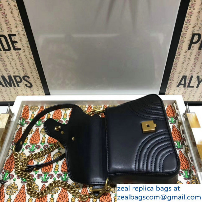 Gucci GG Marmont Matelasse Chevron Mini Top Handle Bag 547260 Black 2018 - Click Image to Close