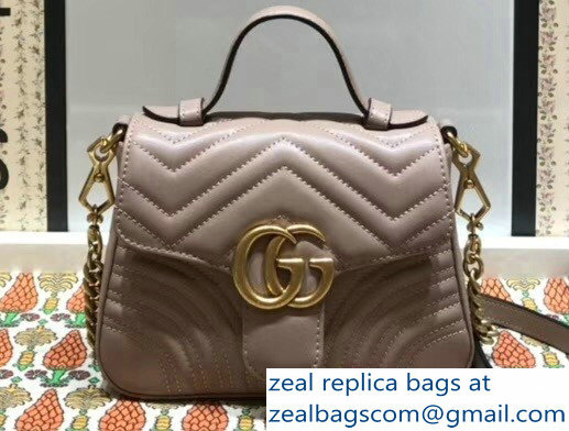 Gucci GG Marmont Matelasse Chevron Mini Top Handle Bag 547260 Nude 2018 - Click Image to Close