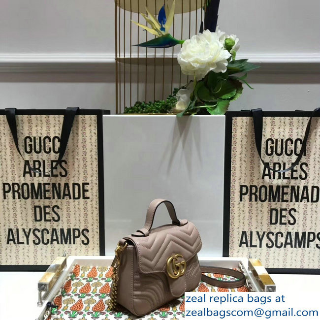 Gucci GG Marmont Matelasse Chevron Mini Top Handle Bag 547260 Nude 2018