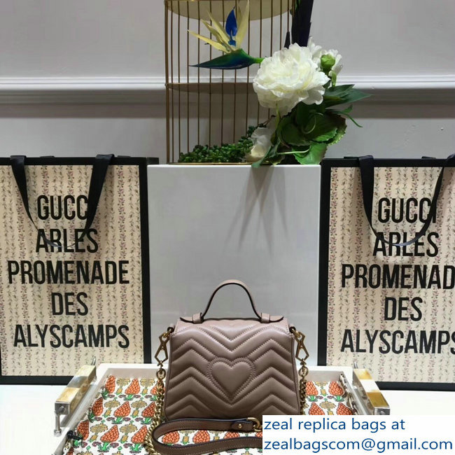 Gucci GG Marmont Matelasse Chevron Mini Top Handle Bag 547260 Nude 2018 - Click Image to Close