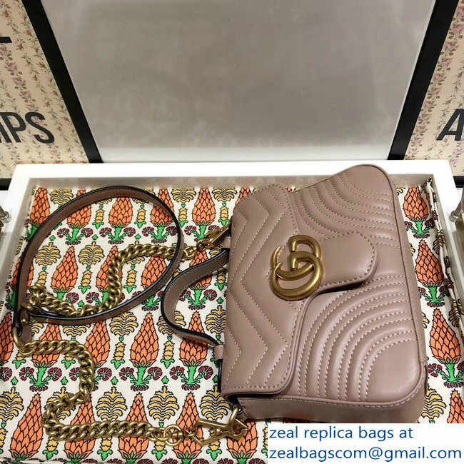 Gucci GG Marmont Matelasse Chevron Mini Top Handle Bag 547260 Nude 2018 - Click Image to Close