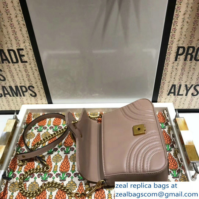 Gucci GG Marmont Matelasse Chevron Mini Top Handle Bag 547260 Nude 2018 - Click Image to Close