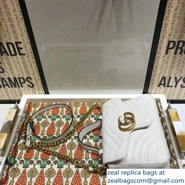 Gucci GG Marmont Matelasse Chevron Mini Top Handle Bag 547260 White 2018