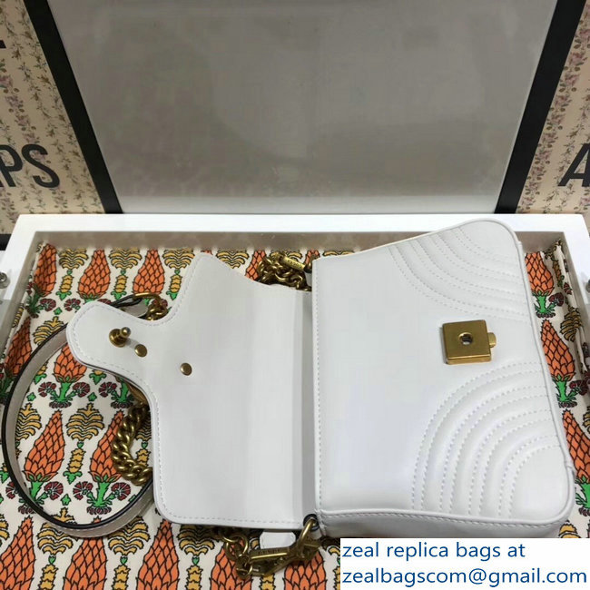 Gucci GG Marmont Matelasse Chevron Mini Top Handle Bag 547260 White 2018