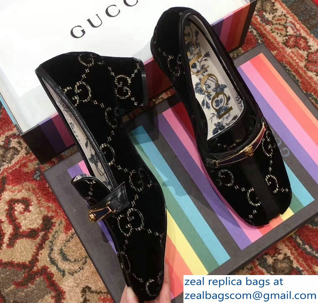 Gucci GG Velvet Loafer with Stripe Black 2018 - Click Image to Close