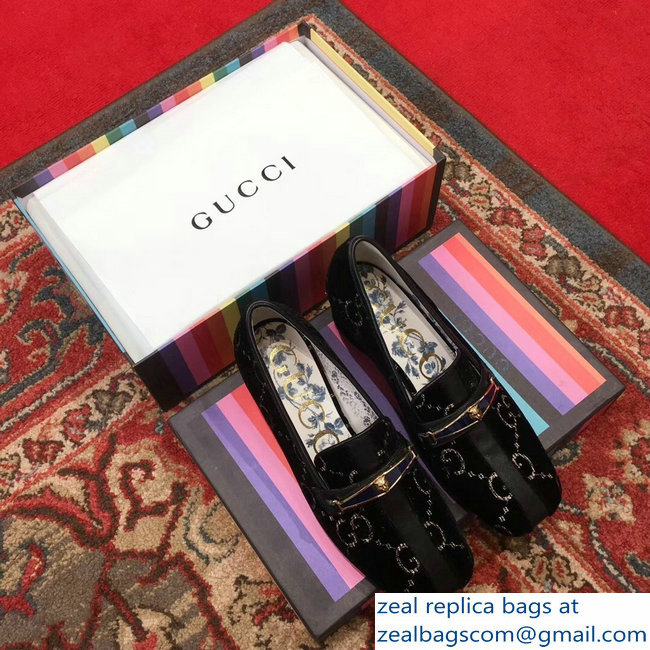 Gucci GG Velvet Loafer with Stripe Black 2018 - Click Image to Close