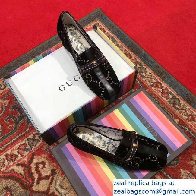 Gucci GG Velvet Loafer with Stripe Black 2018 - Click Image to Close