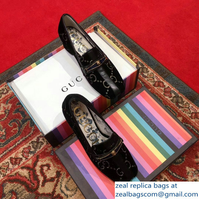 Gucci GG Velvet Loafer with Stripe Black 2018 - Click Image to Close