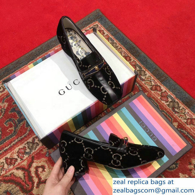 Gucci GG Velvet Loafer with Stripe Black 2018 - Click Image to Close