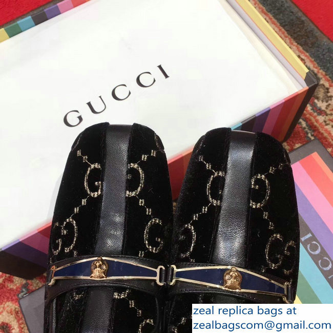 Gucci GG Velvet Loafer with Stripe Black 2018 - Click Image to Close