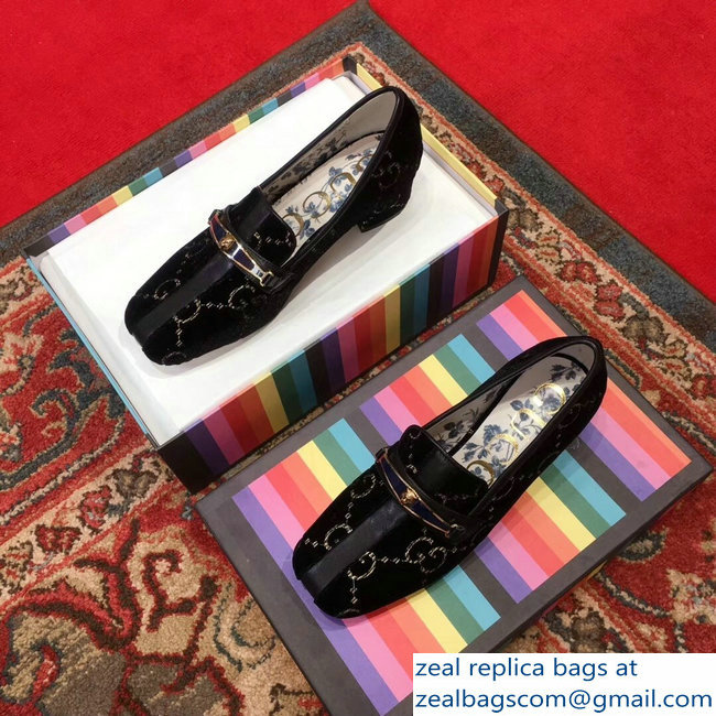 Gucci GG Velvet Loafer with Stripe Black 2018 - Click Image to Close