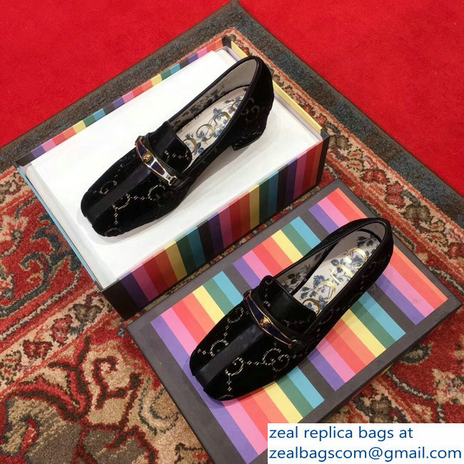 Gucci GG Velvet Loafer with Stripe Black 2018