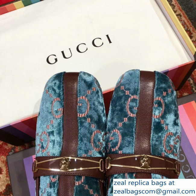 Gucci GG Velvet Loafer with Stripe Blue 2018