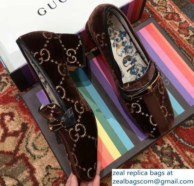 Gucci GG Velvet Loafer with Stripe Coffee 2018 - Click Image to Close