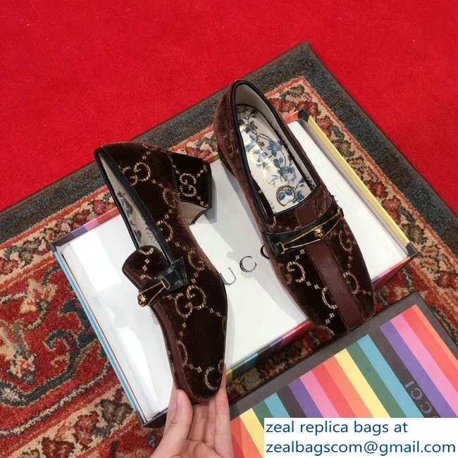 Gucci GG Velvet Loafer with Stripe Coffee 2018 - Click Image to Close
