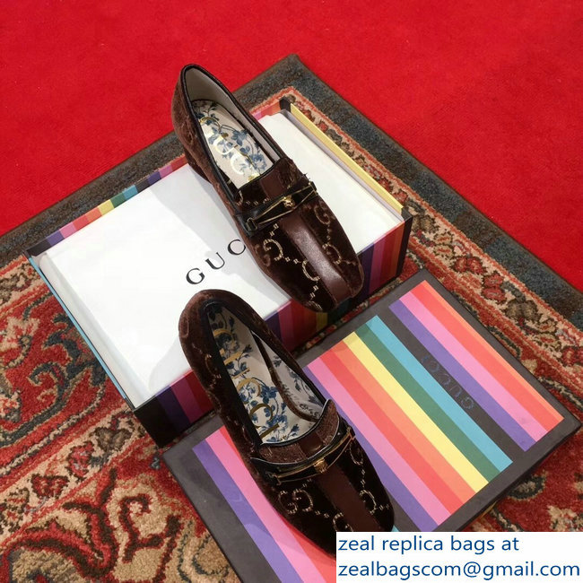 Gucci GG Velvet Loafer with Stripe Coffee 2018