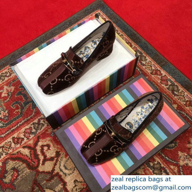 Gucci GG Velvet Loafer with Stripe Coffee 2018