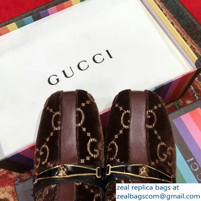 Gucci GG Velvet Loafer with Stripe Coffee 2018