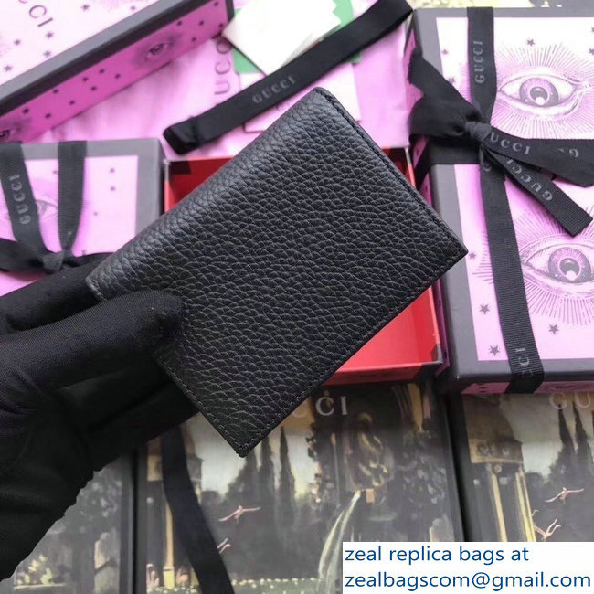 Gucci Leather Card Case Bow Stud with Crystals 524289 Black 2018 - Click Image to Close
