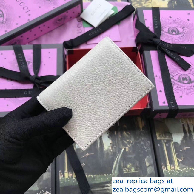 Gucci Leather Card Case Bow Stud with Crystals 524289 White 2018 - Click Image to Close