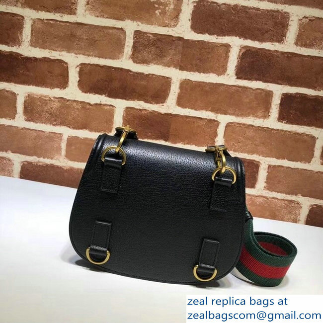 Gucci Leather Small Shoulder Saddle Bag 495663 Black 2018