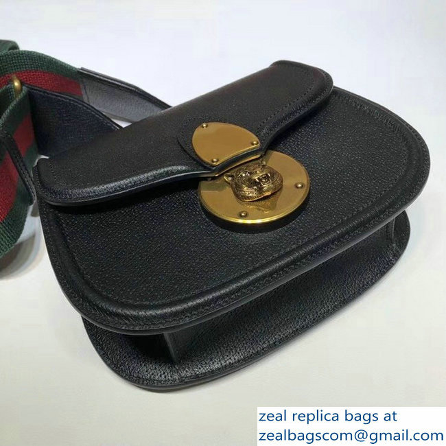 Gucci Leather Small Shoulder Saddle Bag 495663 Black 2018