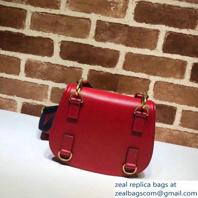 Gucci Leather Small Shoulder Saddle Bag 495663 Red 2018 - Click Image to Close