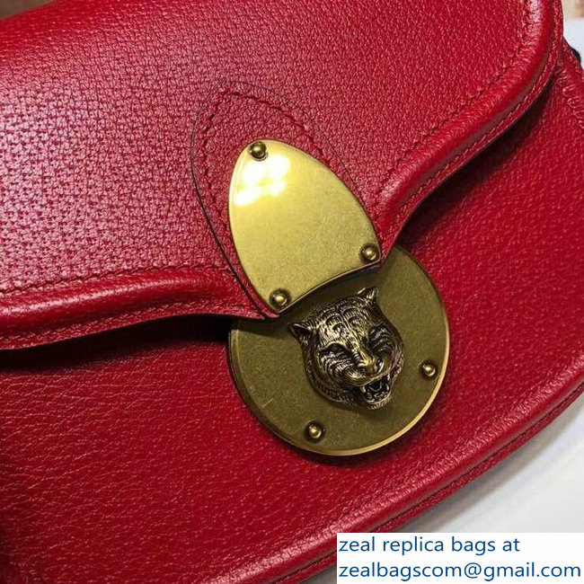 Gucci Leather Small Shoulder Saddle Bag 495663 Red 2018 - Click Image to Close