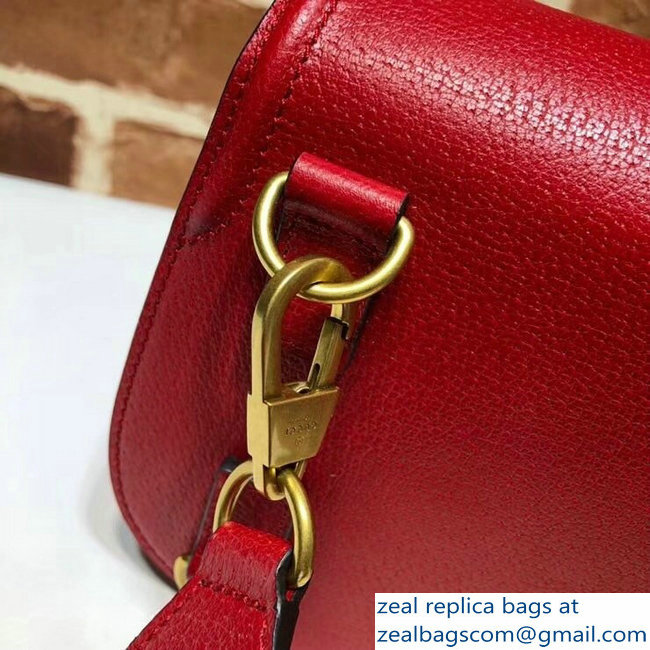 Gucci Leather Small Shoulder Saddle Bag 495663 Red 2018 - Click Image to Close