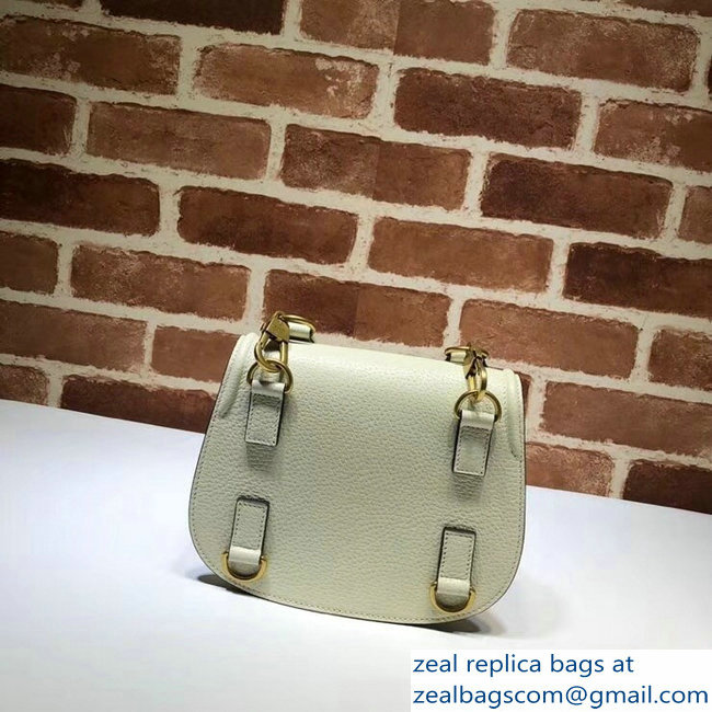Gucci Leather Small Shoulder Saddle Bag 495663 White 2018 - Click Image to Close