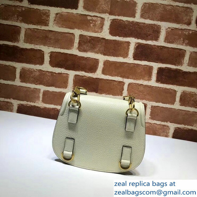 Gucci Leather Small Shoulder Saddle Bag 495663 White 2018