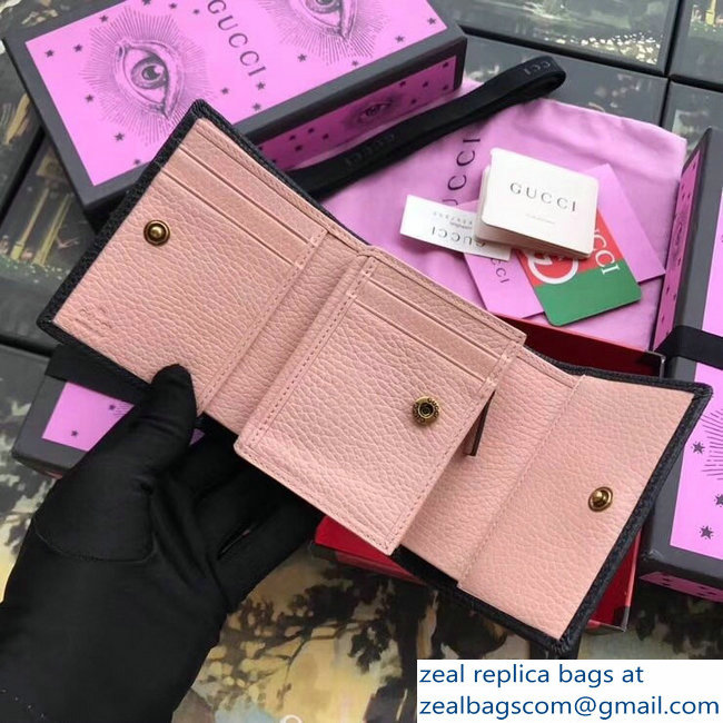 Gucci Leather Wallet Bow Stud with Crystals 524294 Black 2018