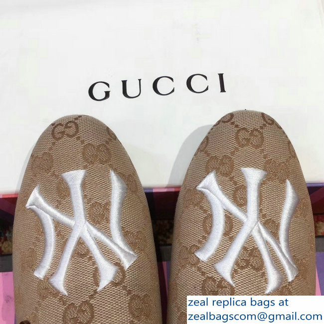 Gucci Original GG Slipper with NY Yankees 537089 Beige 2018