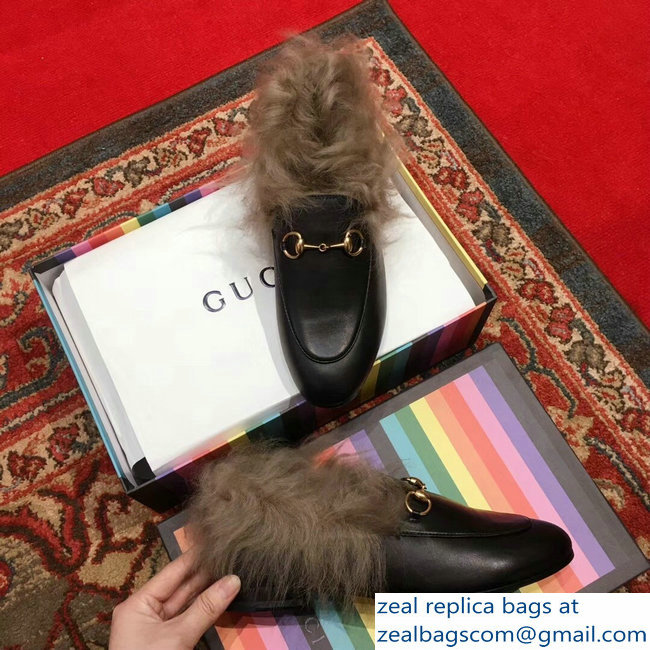 Gucci Princetown Jordaan Fur Wool Loafer 496626 Coffee 2018