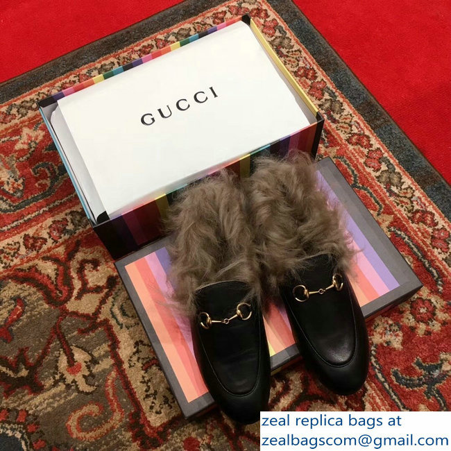 Gucci Princetown Jordaan Fur Wool Loafer 496626 Coffee 2018