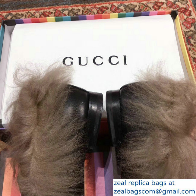 Gucci Princetown Jordaan Fur Wool Loafer 496626 Coffee 2018