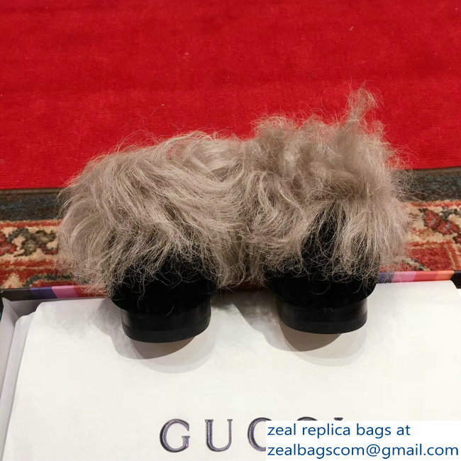 Gucci Princetown Jordaan Fur Wool Loafer 496626 Velvet Black 2018 - Click Image to Close