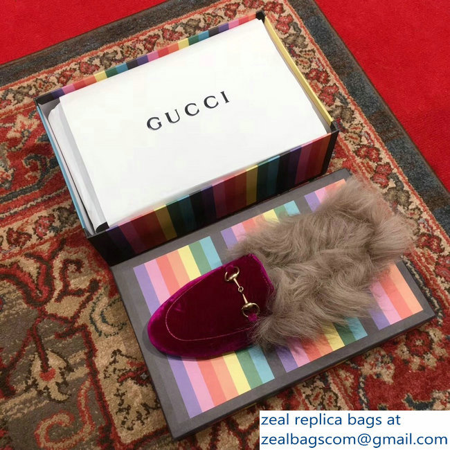 Gucci Princetown Jordaan Fur Wool Loafer 496626 Velvet Fuchsia 2018