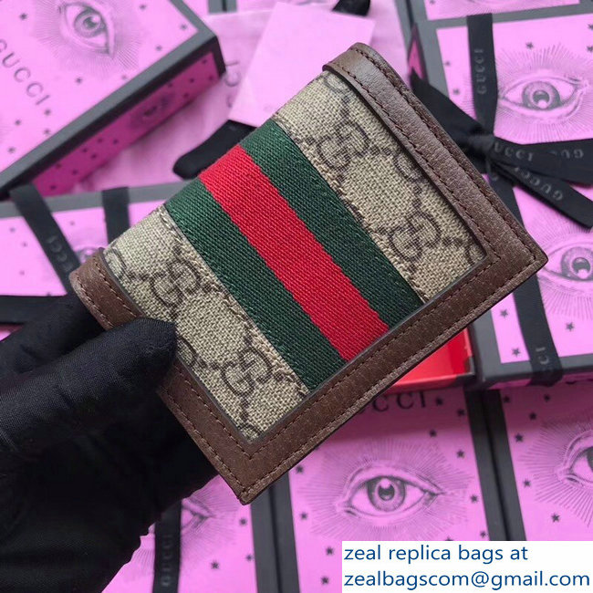 Gucci Queen Margaret Metal Pearls Bee Web GG Card Case 476072 Coffee - Click Image to Close