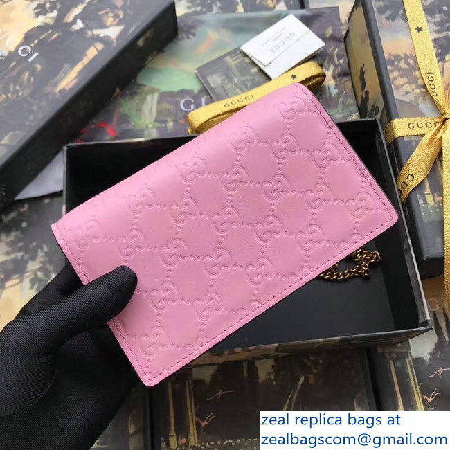 Gucci Signature Leather Mini Bag With Cherries 481291 Pink 2018 - Click Image to Close